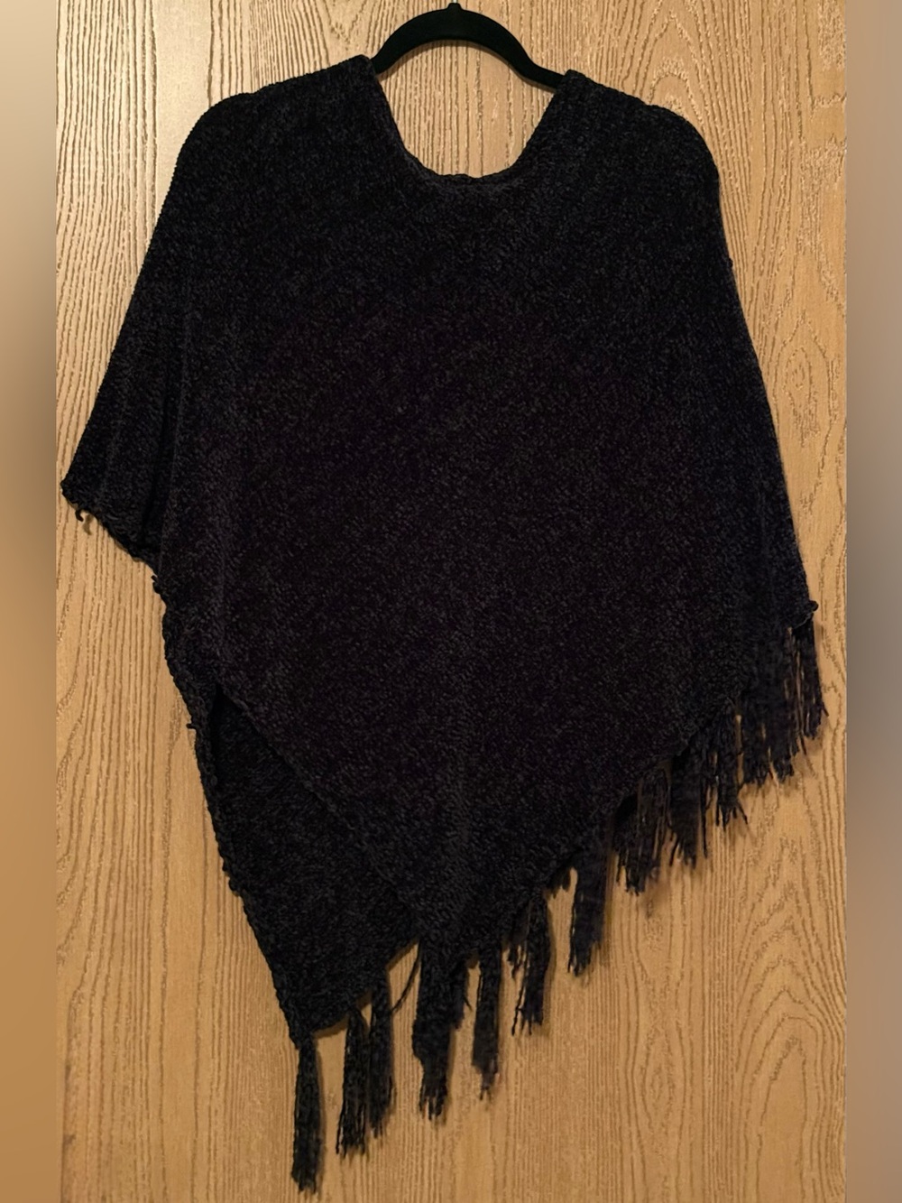 Women's Black Fringe Poncho Sweater - Versatile Layering